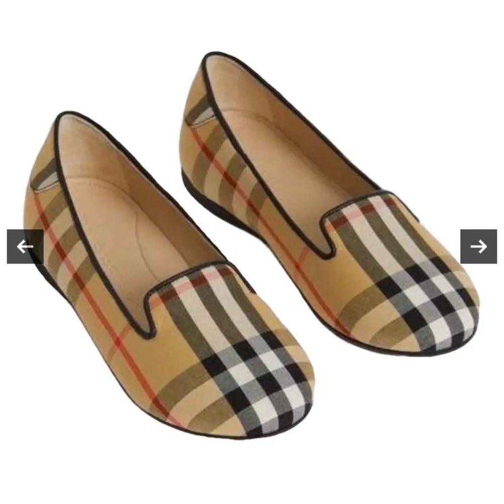 Burberry Vintage Check Slip-On Flats in Tan and Black